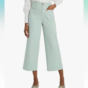 A New Day Mint Blue High Rise Cropped Wide Leg Cotton Stretch Pants Size 4